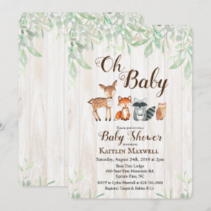 Invitación de Baby Shower de Animales del Bosque