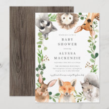 Invitación de Baby Shower de Animales del Bosque