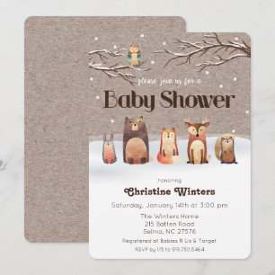Invitación de Baby Shower de Animales del Bosque