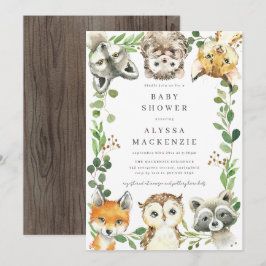Invitación de Baby Shower de Animales del Bosque