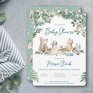 Invitación de Baby Shower de Animales del Bosque
