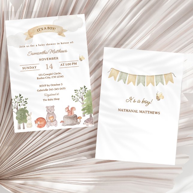 Invitación de Baby Shower de Animales del Bosque (Woodland Animals Baby Shower Invitation)