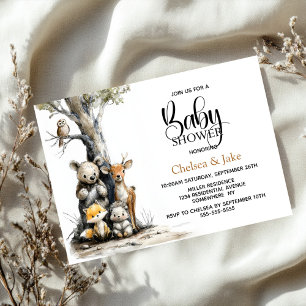Invitación de Baby Shower de Animales del Bosque