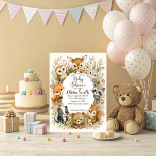 Invitación de Baby Shower de Animales del Bosque