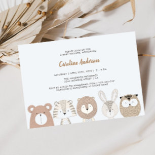 Invitación de baby shower de animales del bosque