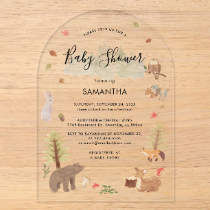 Invitación de Baby Shower de Animales del Bosque