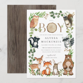 Invitación de Baby Shower de Animales del Bosque