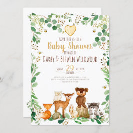 Invitación de Baby Shower de Animales del Bosque