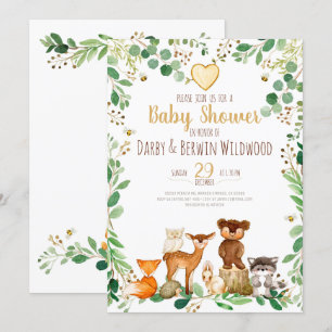 Invitación de Baby Shower de Animales del Bosque