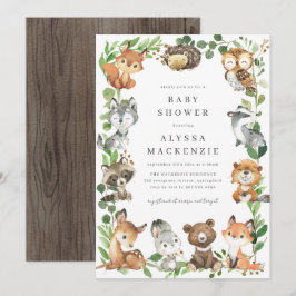 Invitación de Baby Shower de Animales del Bosque