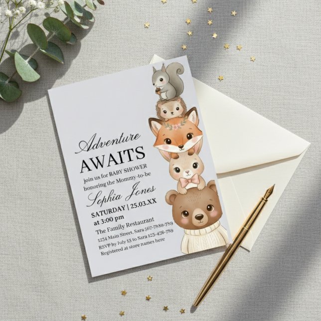 Invitación de Baby Shower de Animales del Bosque A (Subido por el creador)