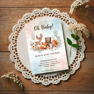 Invitación de Baby Shower de Animales del Bosque B