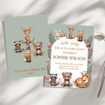 Invitación de Baby Shower de Animales del Bosque B