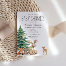 Invitación de Baby Shower de Animales del Bosque B