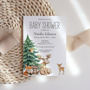 Invitación de Baby Shower de Animales del Bosque B