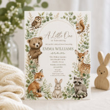 Invitación de Baby Shower de Animales del Bosque c