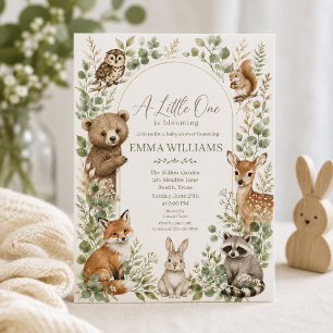 Invitación de Baby Shower de Animales del Bosque c