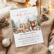 Invitación de Baby Shower de Animales del Bosque d