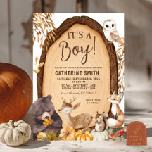 Invitación de Baby Shower de Animales del Bosque O