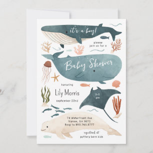 Invitación de Baby Shower de Animales del Océano