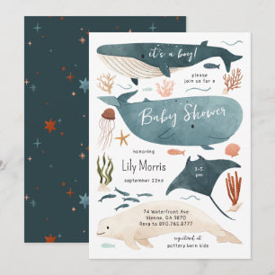 Invitación de Baby Shower de Animales del Océano