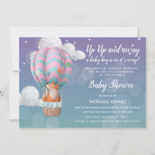 invitación de Baby Shower de animales en globo aer