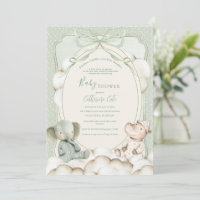 Invitación de baby shower de animales en pijama li