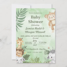Invitación de Baby Shower de Animales Ilustrados V