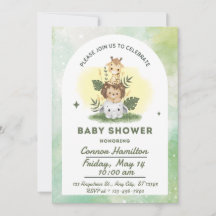 Invitación de Baby Shower de Animales Lindos Ilust