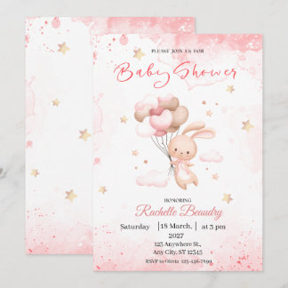 Invitación de Baby Shower de Animales Rosa Beige
