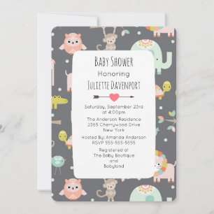Invitación de Baby Shower de Animales Salvajes Col