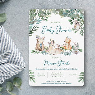 Invitación de Baby Shower de Animalitos del Bosque