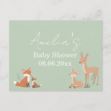 Invitación de baby shower de animalitos del bosque
