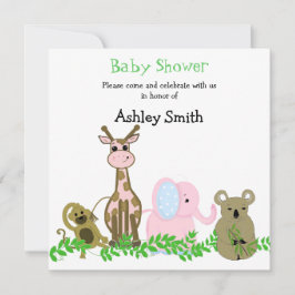 Invitación de baby shower de animalitos lindos del