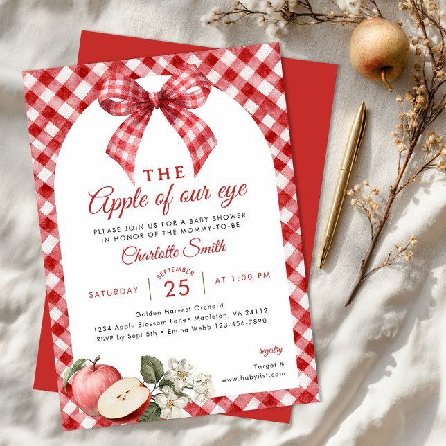Invitación de Baby Shower de Apple of Our Eye (Apple Themed Baby Shower Invite)