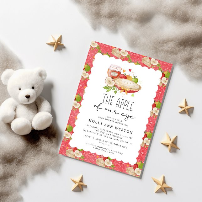 Invitación de Baby Shower de Apple of Our Eye (Apple of our Eye Baby Shower Invitation )