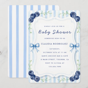 Invitación de Baby Shower de Arándano Azul Aguarel