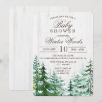 Invitación de Baby Shower de árbol de madera rústi