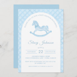 Invitación de Baby Shower de Arched Blue Rocking H