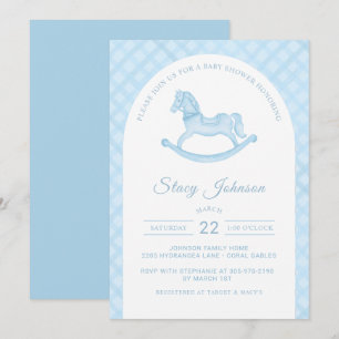 Invitación de Baby Shower de Arched Blue Rocking H