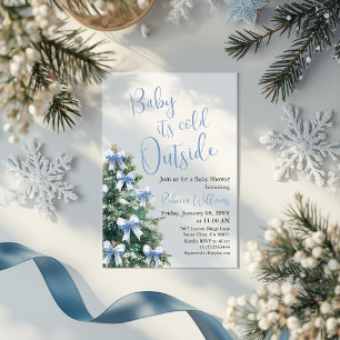 Invitación de Baby Shower de arco azul frío de inv