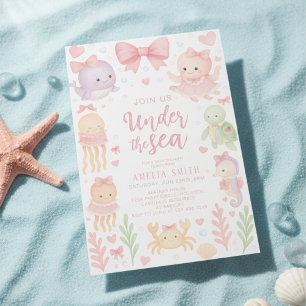invitación de baby shower de arcoíris bajo el mar
