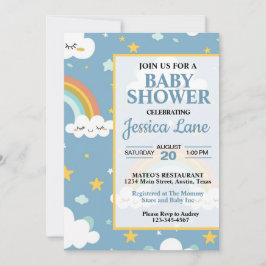 Invitación de baby shower de arcoíris lindo