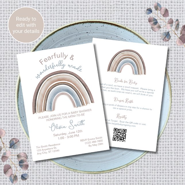 Invitación de baby shower de arcoíris todo en uno (Subido por el creador)