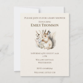 Invitación de Baby Shower de Ardilla del Bosque