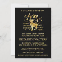Invitación de baby shower de Aries zodiacal celest