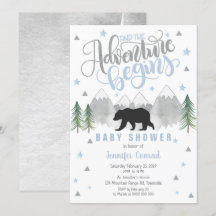 Invitación de Baby Shower de aventura, bebé de oso