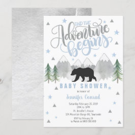Invitación de Baby Shower de aventura, bebé de oso