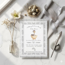 Invitación de Baby Shower de Avestruz Bebé Acuarel