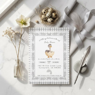 Invitación de Baby Shower de Avestruz Bebé Acuarel